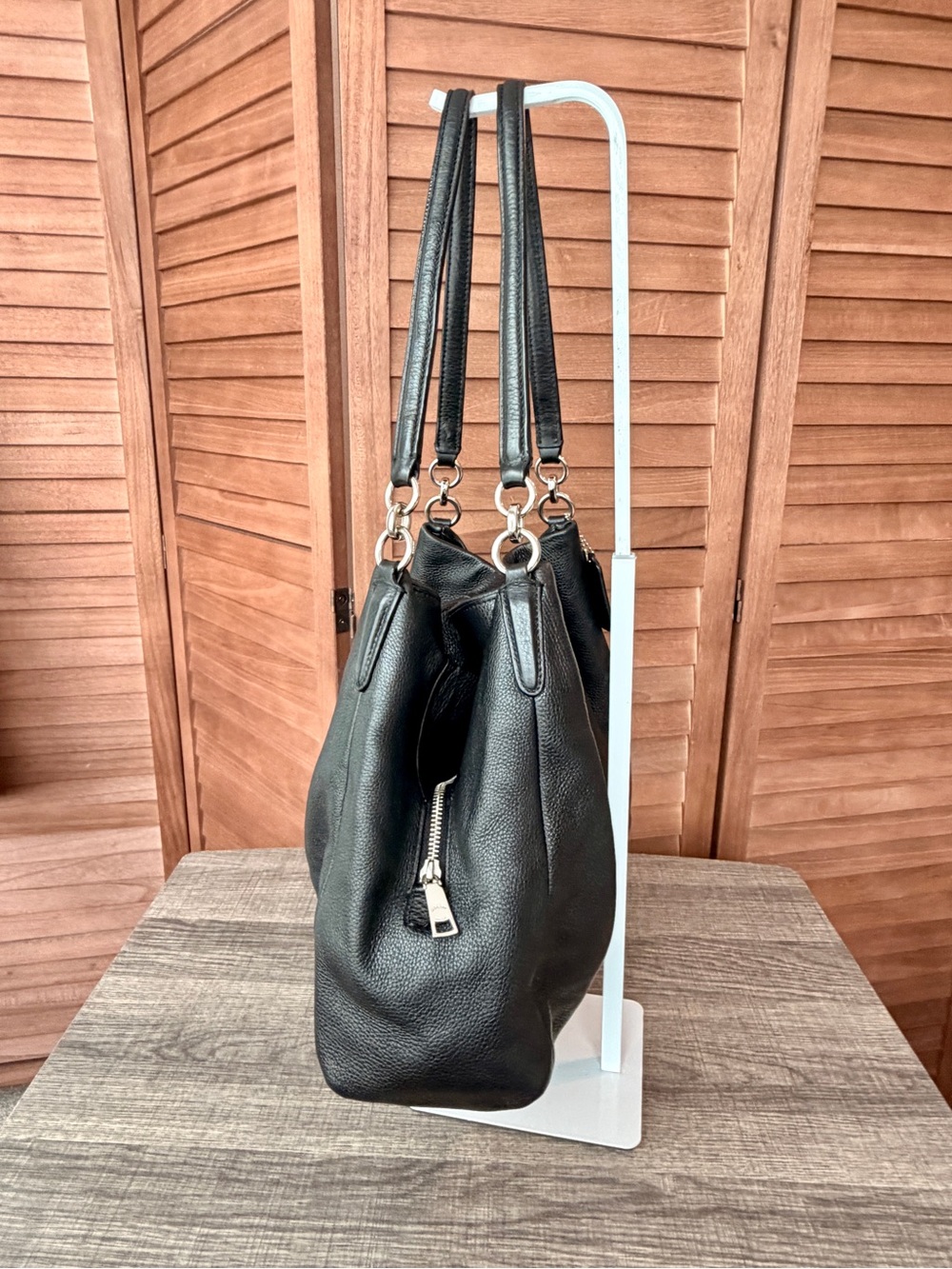 Coach Madison Phoebe Shoulder Hobo Bag Black Pebbled Leather EUC - Picture 4 of 12